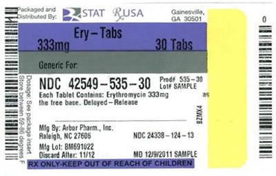 Ery-tab 333 mg Label Image (Ery Tab 333 mg Label  42549)